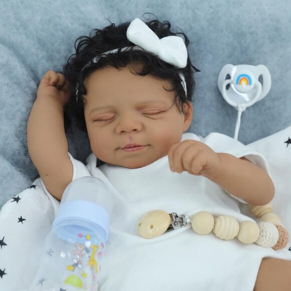 18 Inch Reborn Baby Doll Black Boy Realistic Newborn African American Gift - Picture 9 of 9